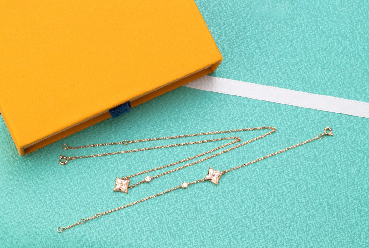 [Rosla]STAR PINK MOP 1 DIAMOND PINK GOLD NECKLACE