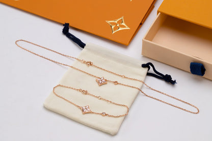 [Rosla]STAR PINK MOP 1 DIAMOND PINK GOLD NECKLACE