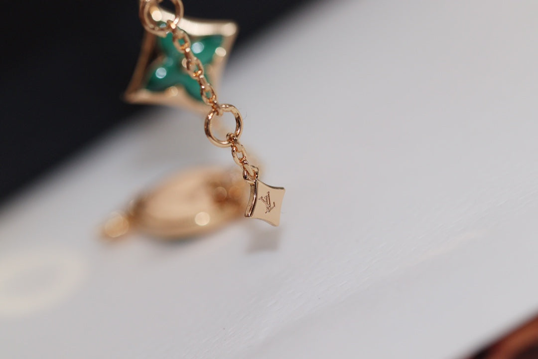 [Rosla]STAR AND SUN 4 MOTIF PINK GOLD MALACHITE BRACELET