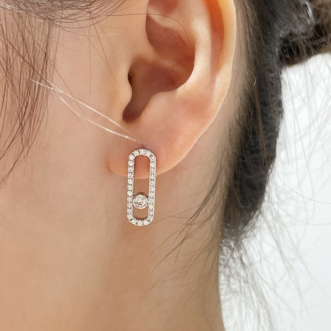 [Rosla]MOVE UNO STUD DIAMOND PAVED EARRINGS