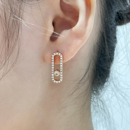 [Rosla]MOVE UNO STUD DIAMOND PAVED EARRINGS