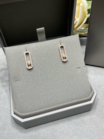 [Rosla]MOVE UNO STUD DIAMOND PAVED EARRINGS
