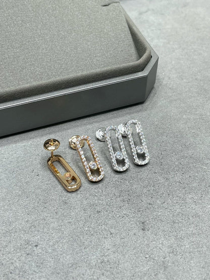 [Rosla]MOVE UNO STUD DIAMOND PAVED EARRINGS