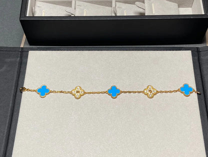 [Rosla] CLOVER 5 MOTIF BLUE AGATE BRACELET COLLECTION
