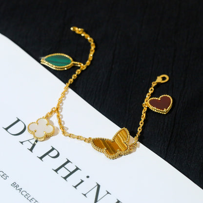 [Rosla]LUCKY SPRING 5 MOTIF GOLD BRACELET