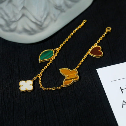 [Rosla]LUCKY SPRING 5 MOTIF GOLD BRACELET