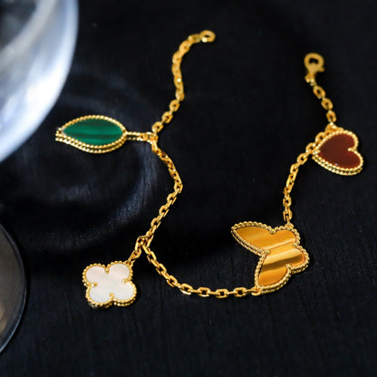 [Rosla]LUCKY SPRING 5 MOTIF GOLD BRACELET