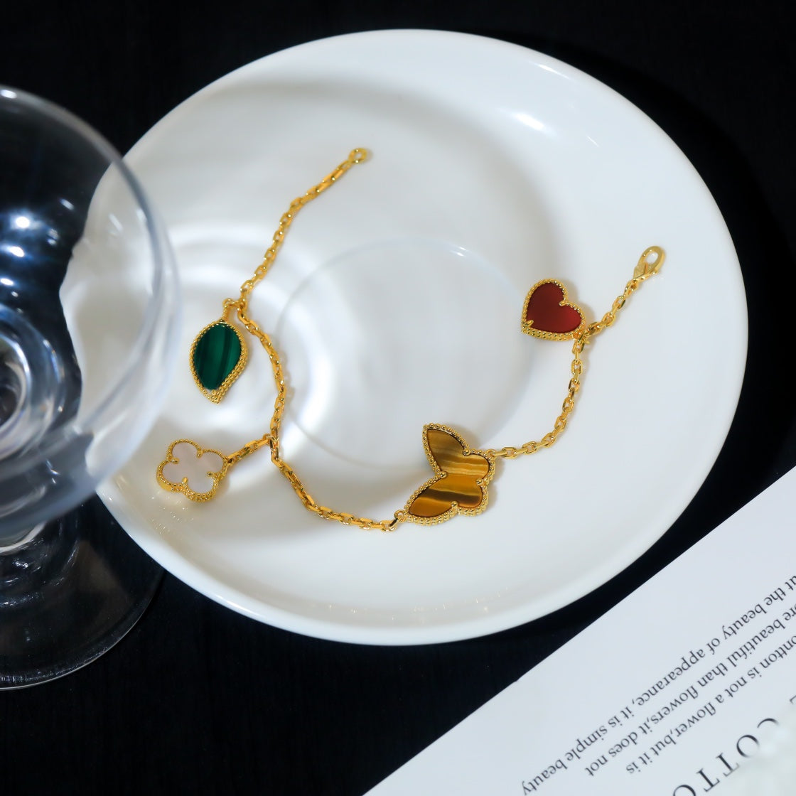 [Rosla]LUCKY SPRING 5 MOTIF GOLD BRACELET