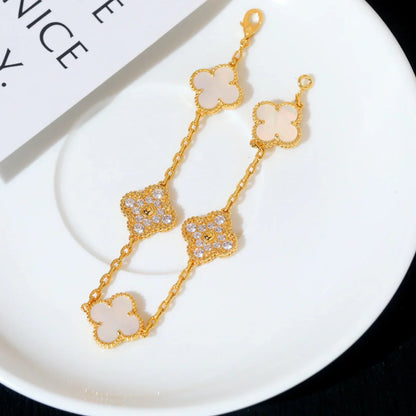 [Rosla]CLOVER WHITE PEARL MOP 5 MOTIF BRACELET COLLECTION