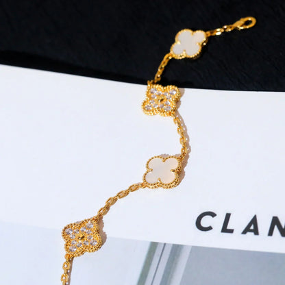 [Rosla]CLOVER WHITE PEARL MOP 5 MOTIF BRACELET COLLECTION