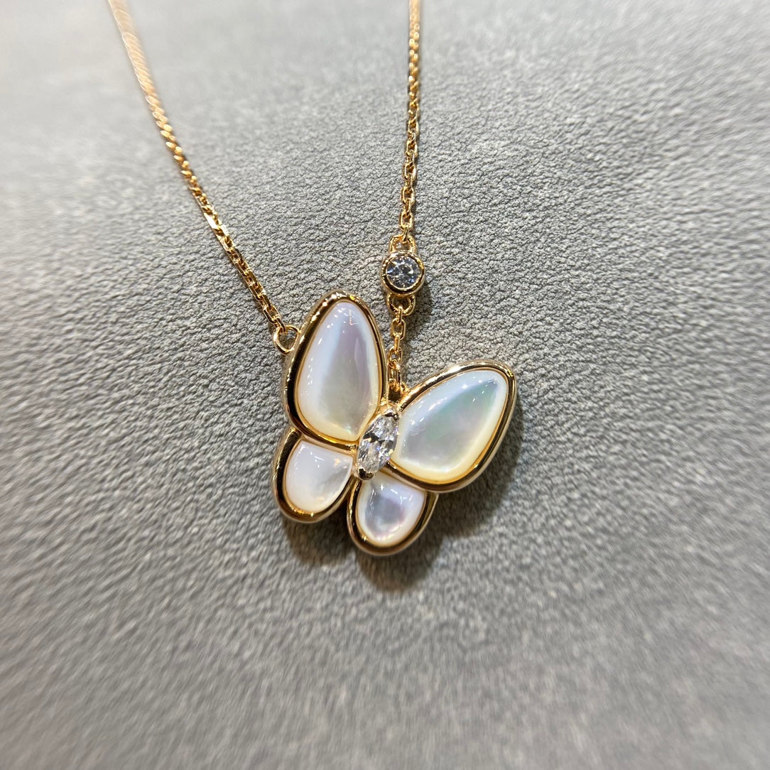 [Rosla]BUTTERFLY MOP DIAMOND NECKLACE