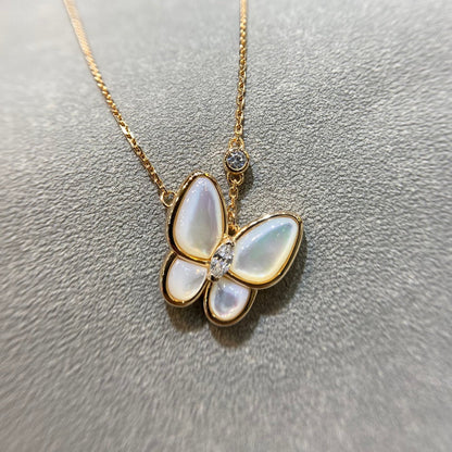 [Rosla]BUTTERFLY MOP DIAMOND NECKLACE