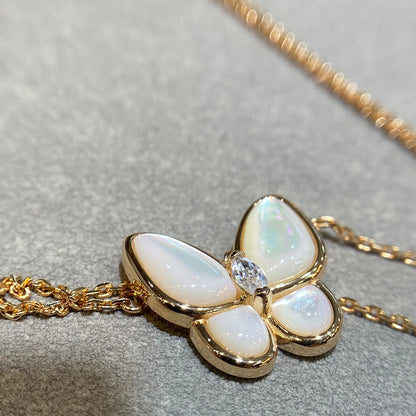 [Rosla]BUTTERFLY MOP DIAMOND NECKLACE