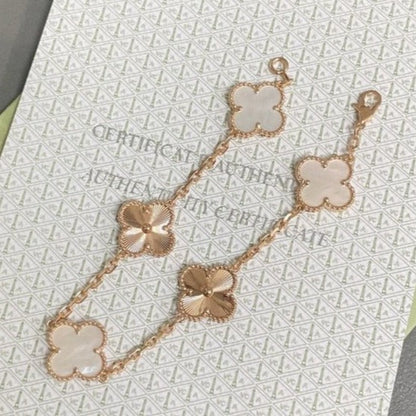 [Rosla]CLOVER WHITE PEARL MOP 5 MOTIF BRACELET COLLECTION