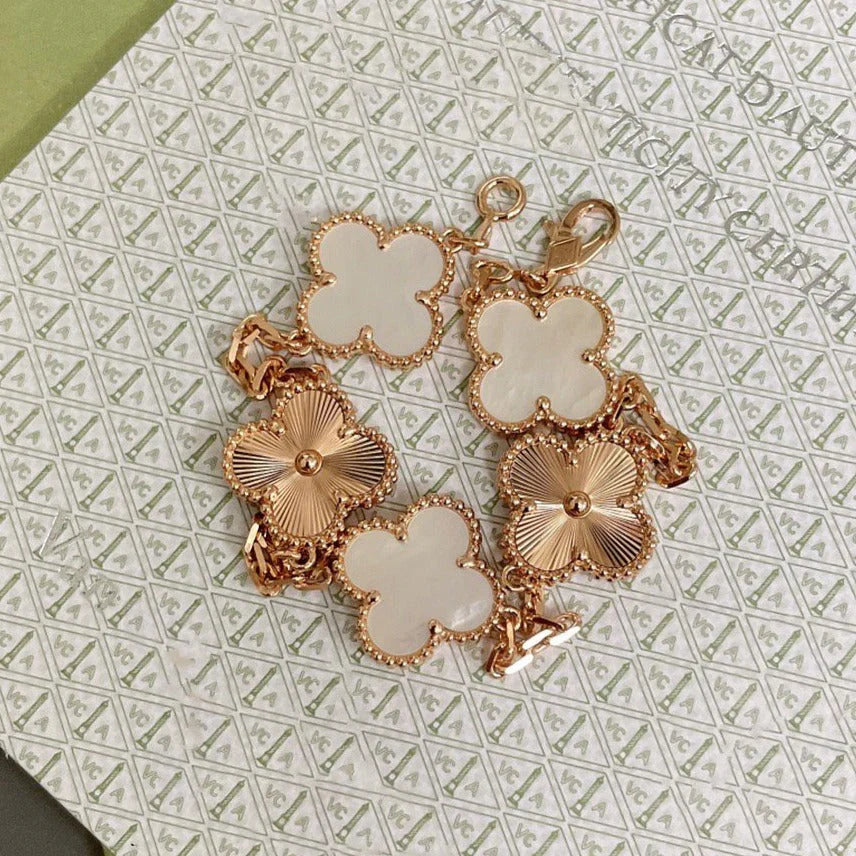[Rosla]CLOVER WHITE PEARL MOP 5 MOTIF BRACELET COLLECTION