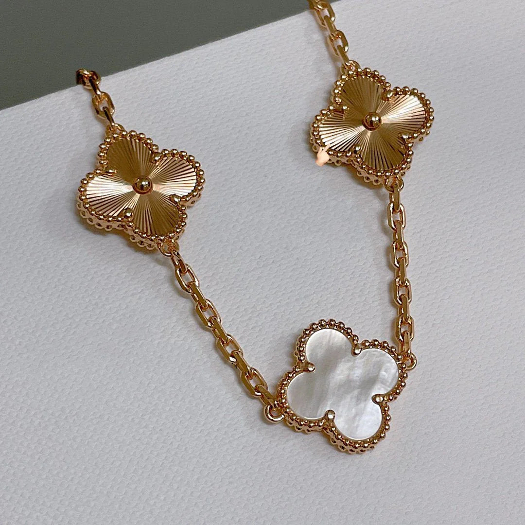 [Rosla]CLOVER WHITE PEARL MOP 5 MOTIF BRACELET COLLECTION