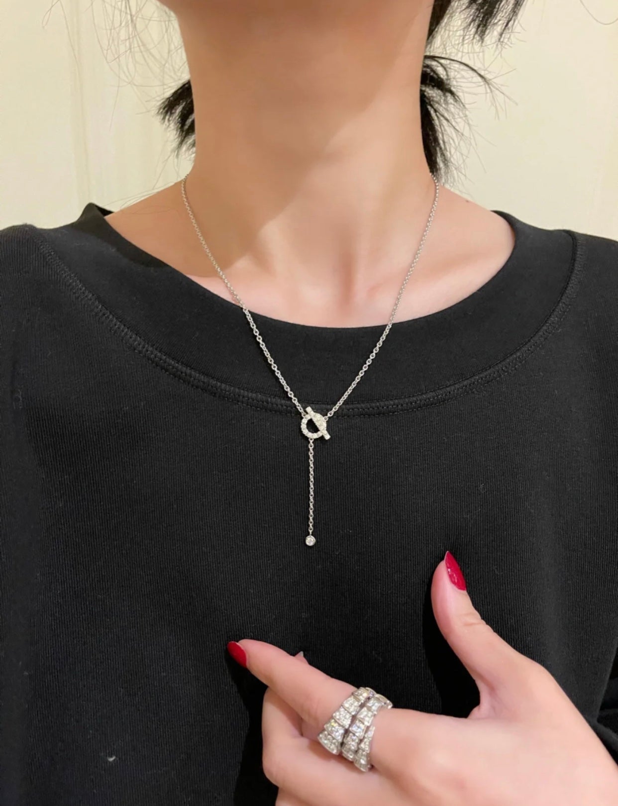 [Rosla]FINESSE SILVER DIAMOND NECKLACE