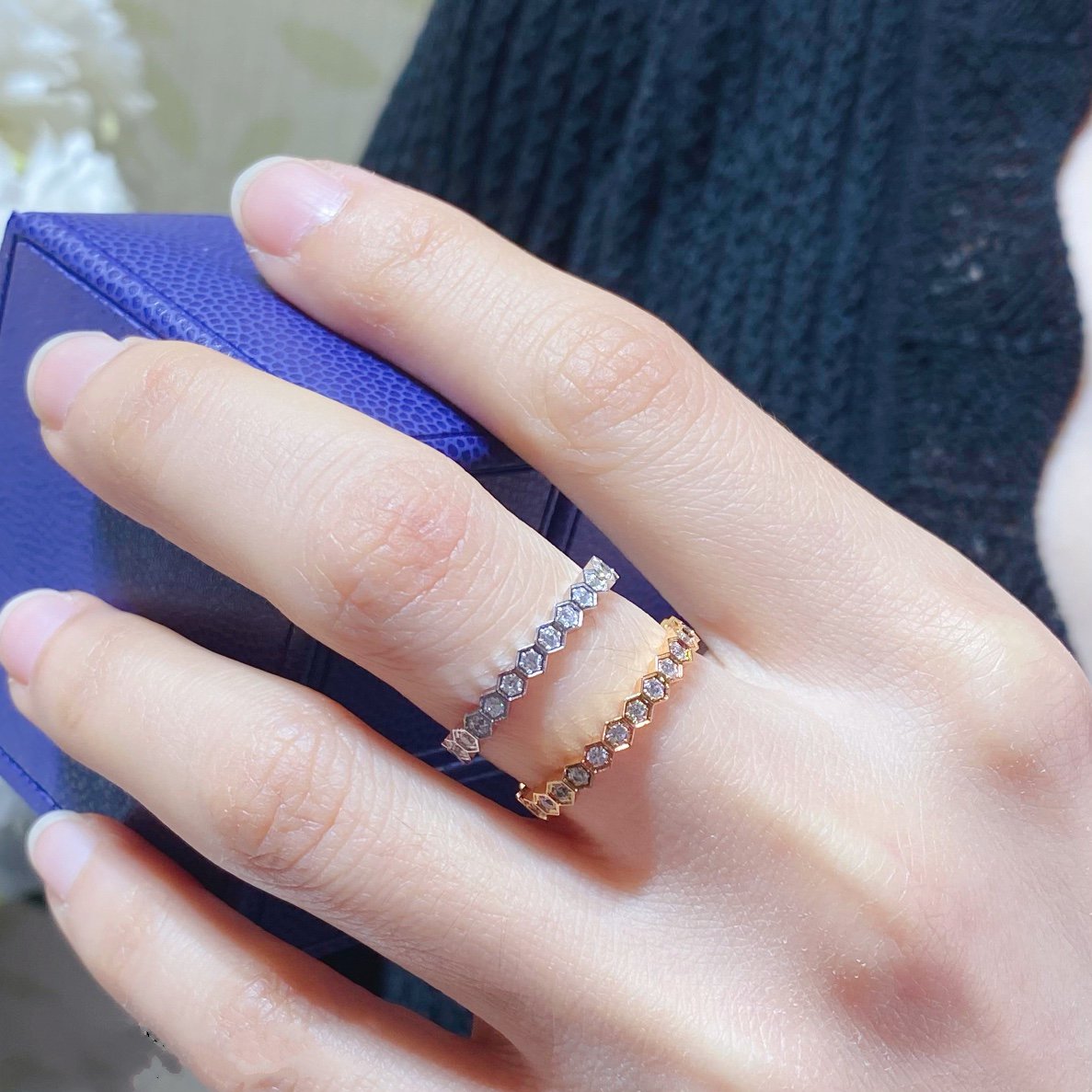[Rosla]BEE LOVE DIAMOND PAVED SMALL RING