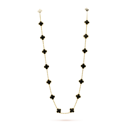 [Rosla]CLOVER 20 MOTIFS ONYX NECKLACE