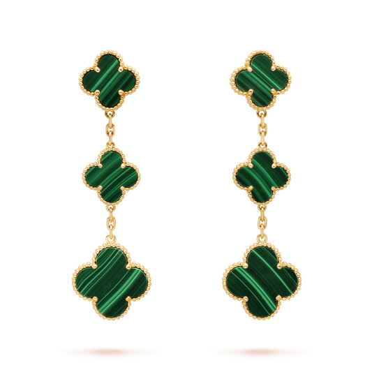 [Rosla]CLOVER MALACHITE 3 MOTIFS GOLD