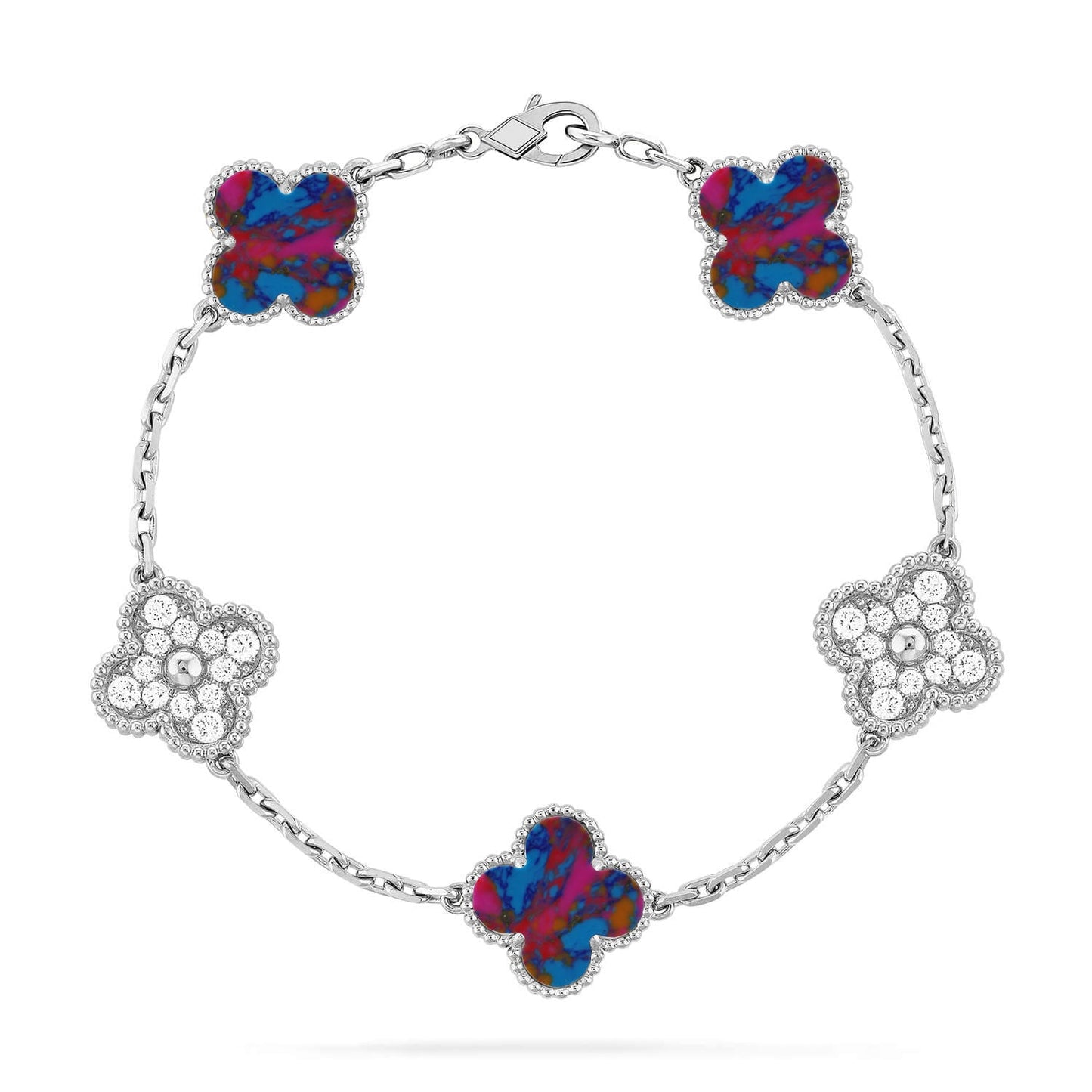 [Rosla]CLOVER 5 MOTIF COLOR GEMSTONES BRACELET COLLECTION