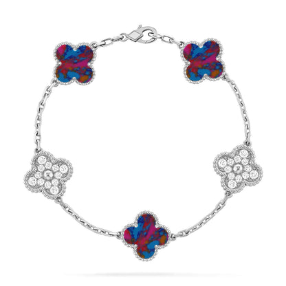 [Rosla]CLOVER 5 MOTIF COLOR GEMSTONES BRACELET COLLECTION