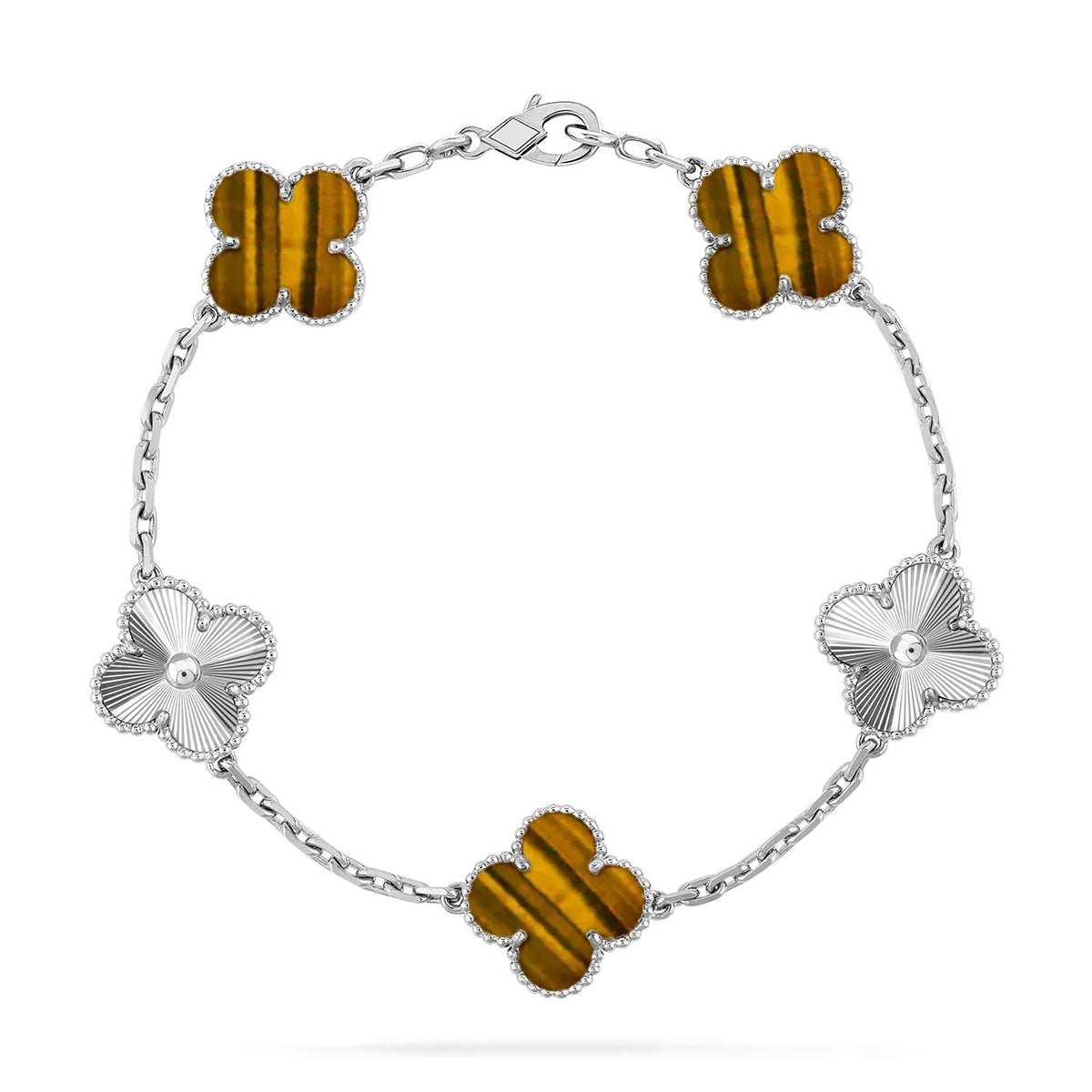 [Rosla] CLOVER 5 MOTIFS TIGER EYE BRACELET COLLECTION