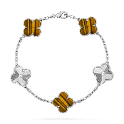 [Rosla] CLOVER 5 MOTIFS TIGER EYE BRACELET COLLECTION