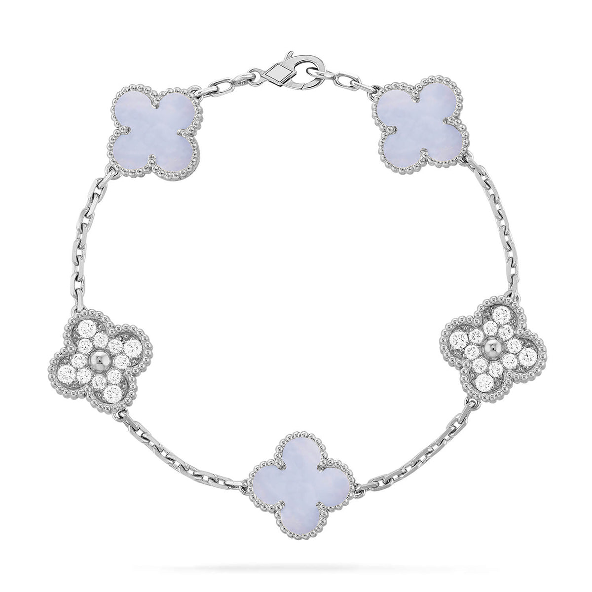 [Rosla] CLOVER 5 MOTIF PURPLE CHALCEDONY BRACELET COLLECTION