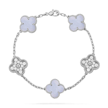 [Rosla] CLOVER 5 MOTIF PURPLE CHALCEDONY BRACELET COLLECTION