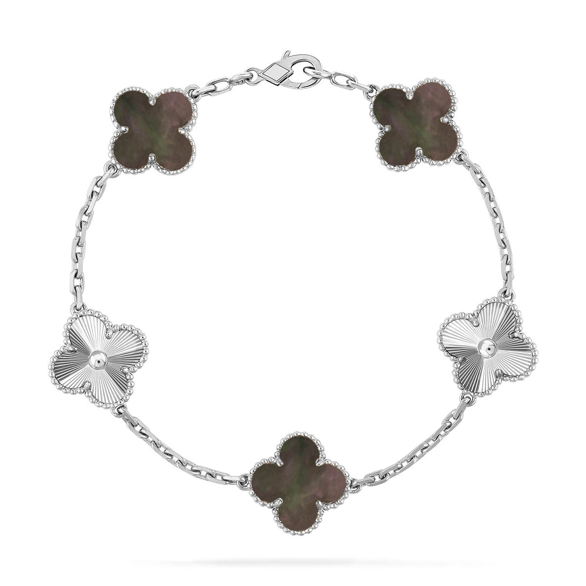 [Rosla] CLOVER 5 MOTIF GRAY MOP BRACELET COLLECTION