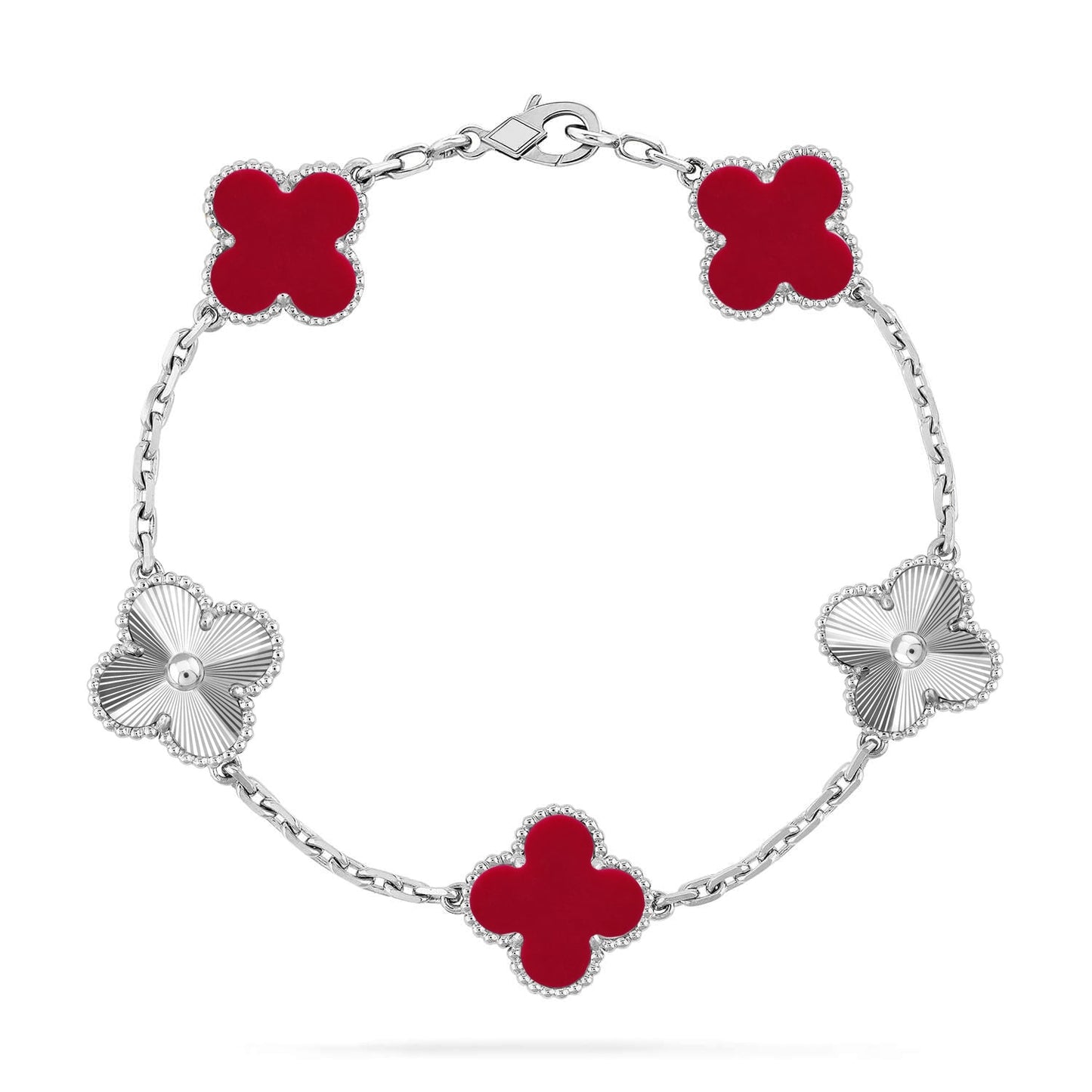 [Rosla] CLOVER 5 MOTIF RED CORNELIAN BRACELET COLLECTION