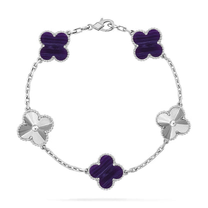 [Rosla]CLOVER 5 MOTIF PURPLE STRIPES BRACELET COLLECTION