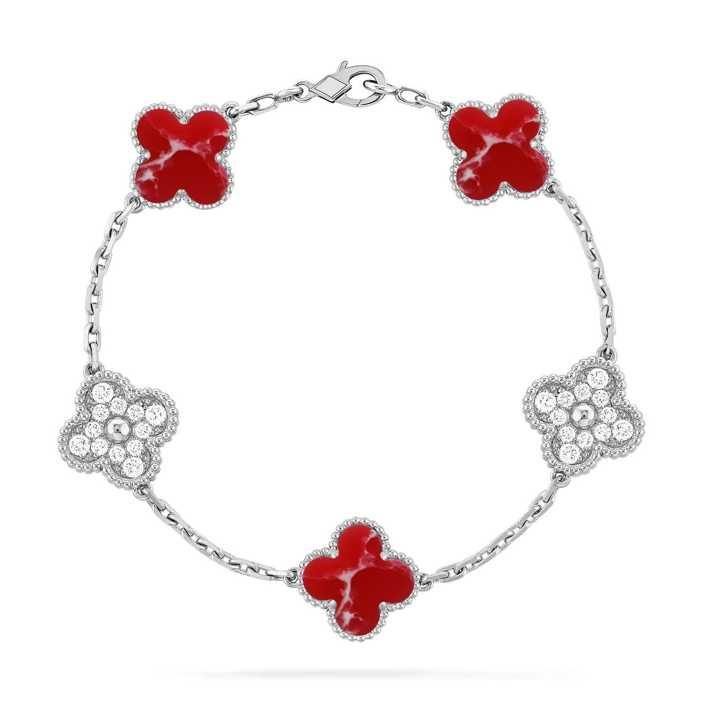 [Rosla]CLOVER 5 MOTIF RED PATTERN BRACELET COLLECTION