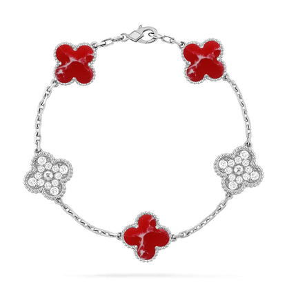 [Rosla]CLOVER 5 MOTIF RED PATTERN BRACELET COLLECTION