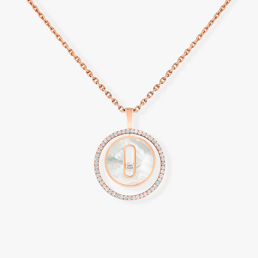 [Rosla]LUCKY MOVE 1 DIAMOND WHITE MOTHER OF PEARL PINK GOLD DIAMOND NECKLACE