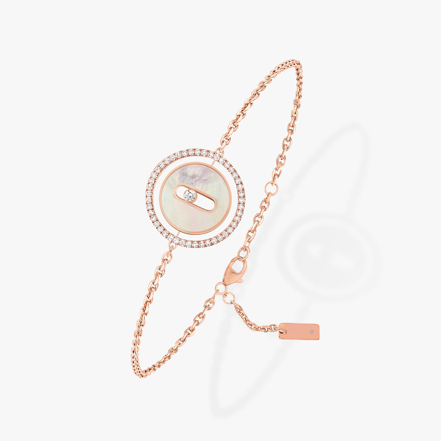 [Rosla]LUCKY MOVE WHITE MOTHER OF PEARL PINK GOLD DIAMOND BRACELET