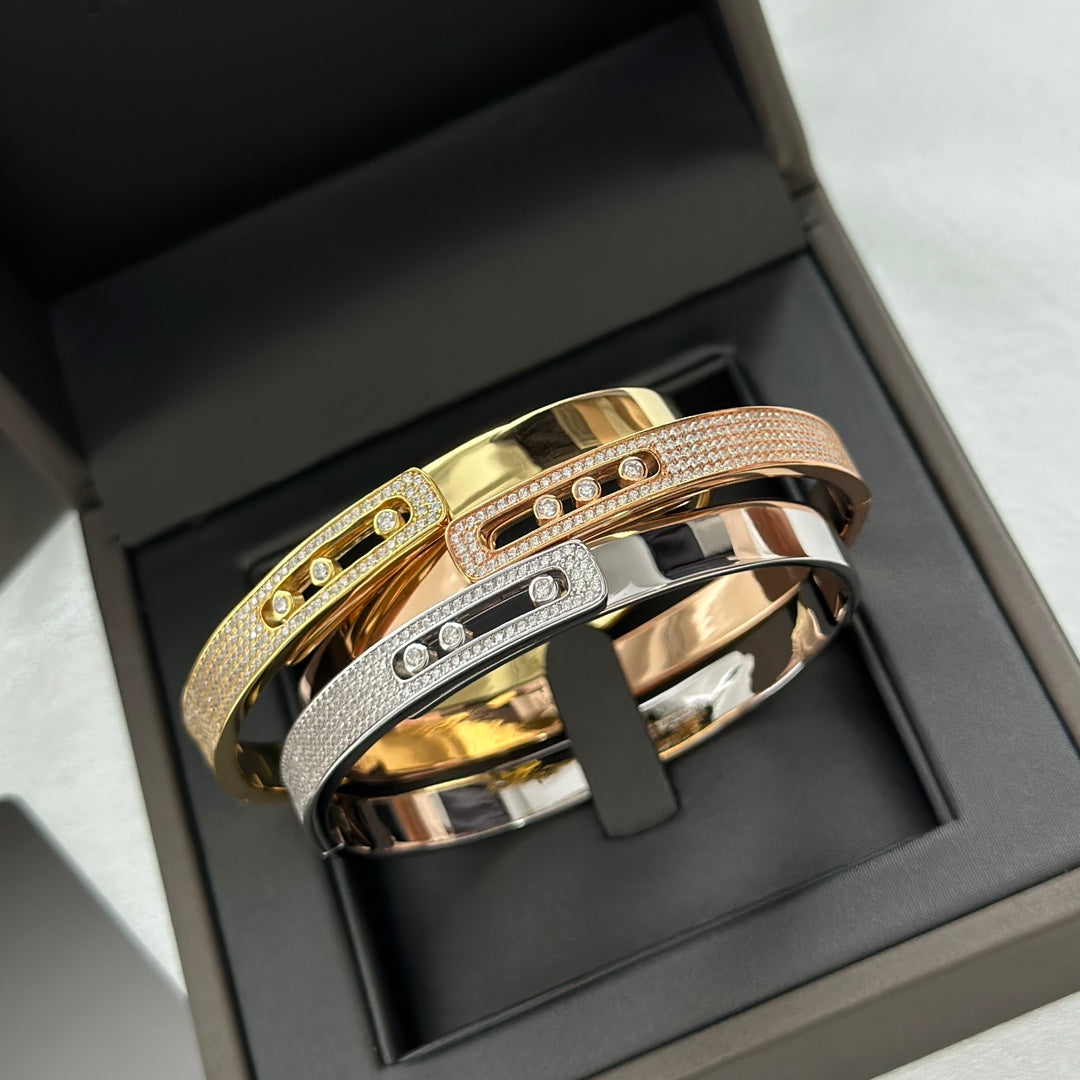 [Rosla]Move Noa Rose Gold Pavé Diamond Bangle Bracelet