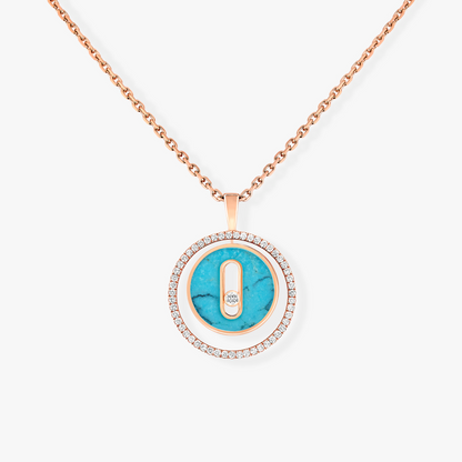 [Rosla]LUCKY MOVE 1 DIAMOND TURQUOISE PINK GOLD DIAMOND NECKLACE