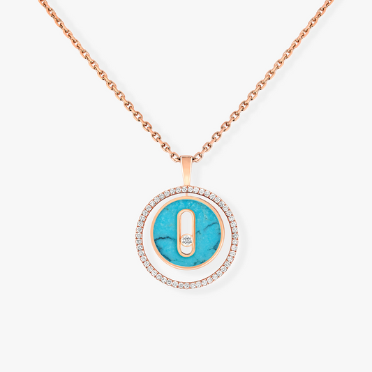 [Rosla]LUCKY MOVE 1 DIAMOND TURQUOISE PINK GOLD DIAMOND NECKLACE