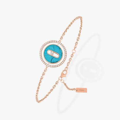 [Rosla]LUCKY MOVE TURQUOISE PINK GOLD DIAMOND BRACELET