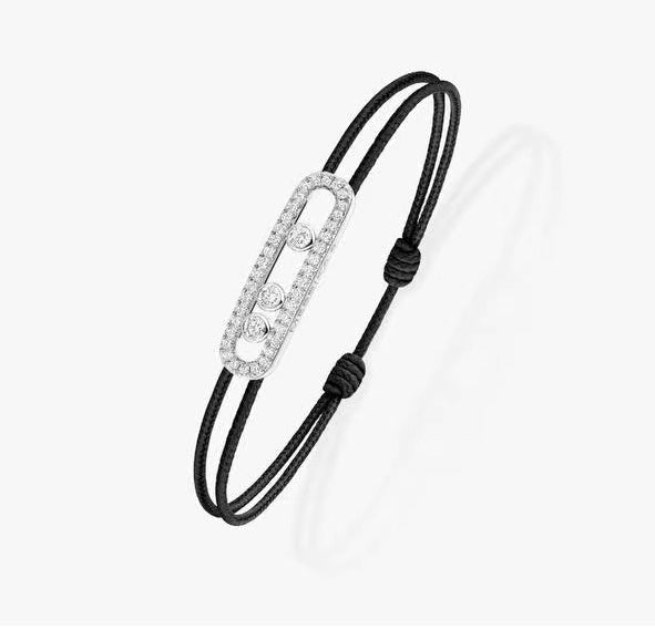 [Rosla]Messika Care(s) pink cord pavé bracelet