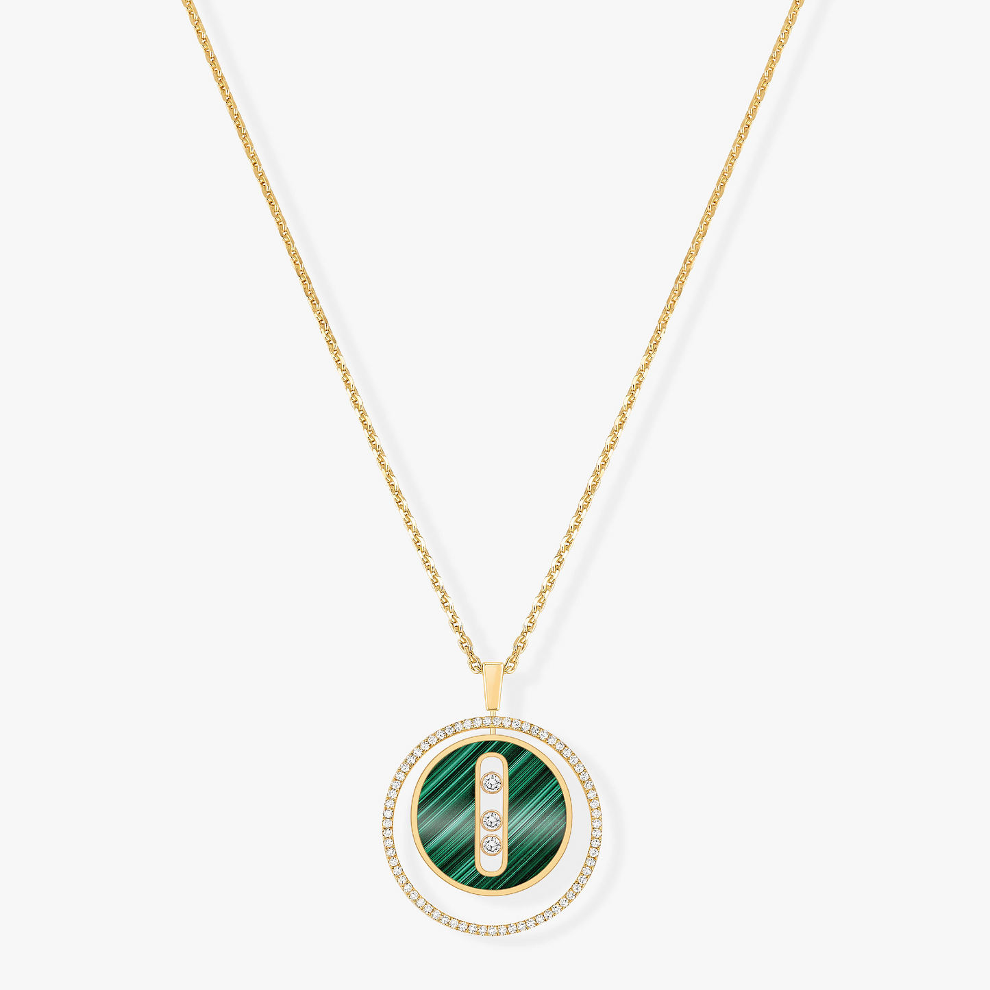 [Rosla]LUCKY MOVE 3 DIAMOND MALACHITE GOLD DIAMOND NECKLACE