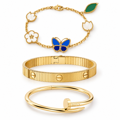 [Rosla]Clover Lucky Spring & Love & Juste Garden 3-Piece  Bracelet Stack Set