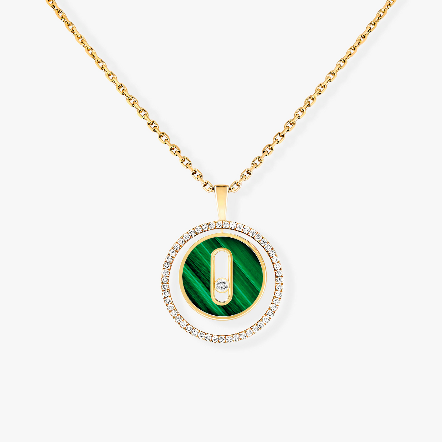 [Rosla]LUCKY MOVE 1 DIAMOND MALACHITE GOLD DIAMOND NECKLACE