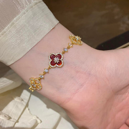 [Rosla]CLOVER 5 MOTIF PINK BLUE RED WHITE BRACELET