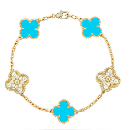 [Rosla] CLOVER 5 MOTIF TURQUOISE BRACELET COLLECTION
