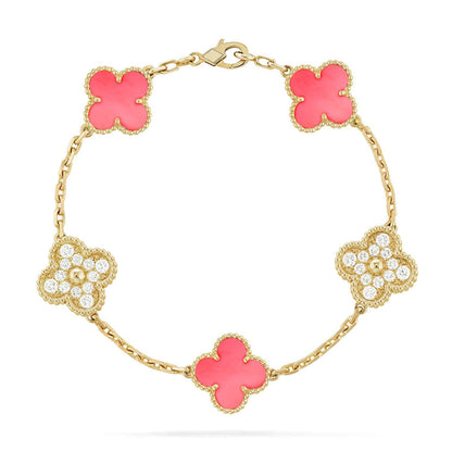 [Rosla] CLOVER 5 MOTIFS  PINK MOP BRACELET COLLECTION