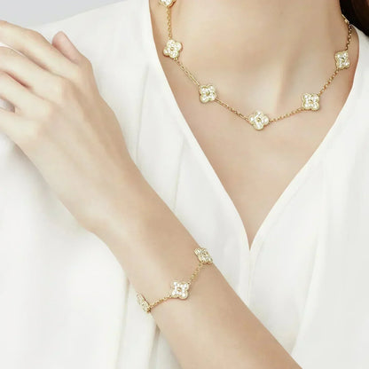 [Rosla] CLOVER 5 MOTIF FULL DIAMOND BRACELET COLLECTION