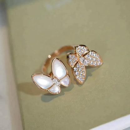 [Rosla]TWIN BUTTERFLY DIAMOND MOP RING